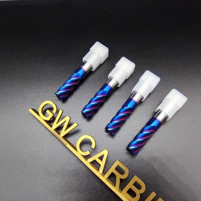 Vonfram Rắn Carbide Máy nghiền phẳng 4 ống HRC65 màu xanh lam Phủ nano Dụng cụ cắt sắc bén Máy công cụ