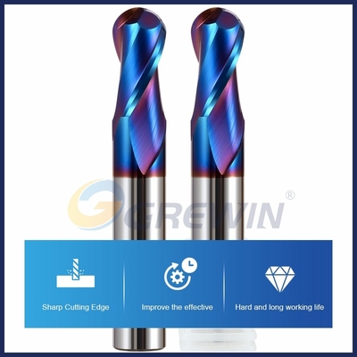 Hrc65 2 Flutes Blue Nano Ball Coated Nose Tungsten Carbide End Mill