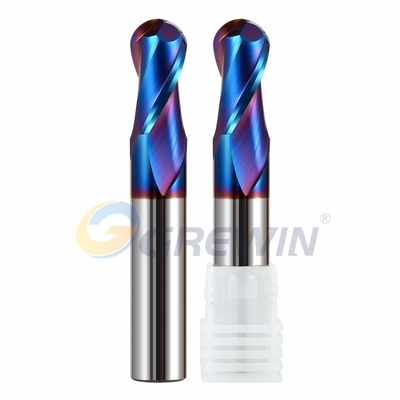 Hrc65 2 Flutes Blue Nano Ball Coated Nose Tungsten Carbide End Mill