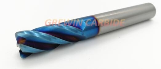 NaNo Blue Carbide Góc Bán kính cuối Máy nghiền Tungstan 0,01mm